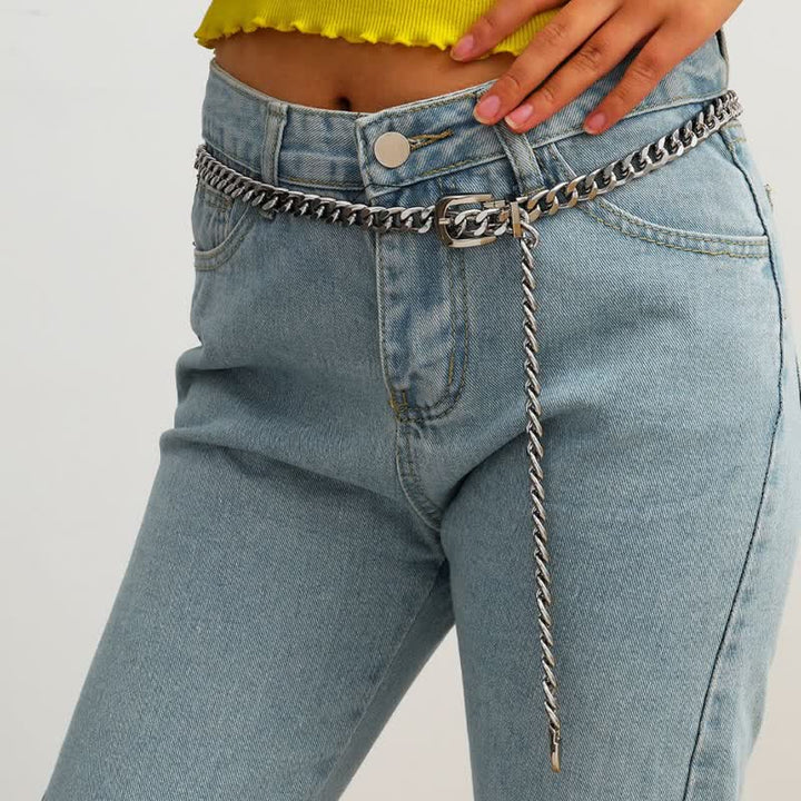 Ceinture en métal multicouche à maillons pour femme