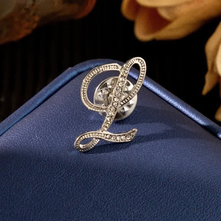 Broche en argent et strass avec lettre initiale 26 de l'alphabet