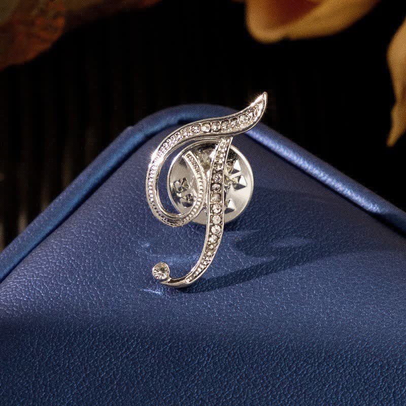 Broche en argent et strass avec lettre initiale 26 de l'alphabet