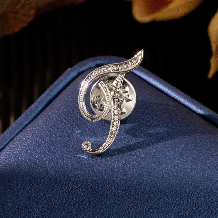 Broche en argent et strass avec lettre initiale 26 de l'alphabet