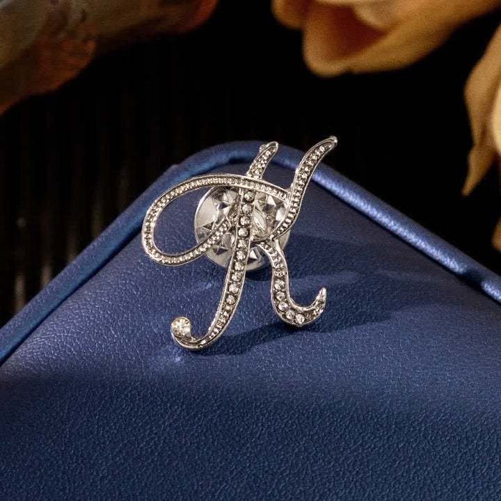 Broche en argent et strass avec lettre initiale 26 de l'alphabet