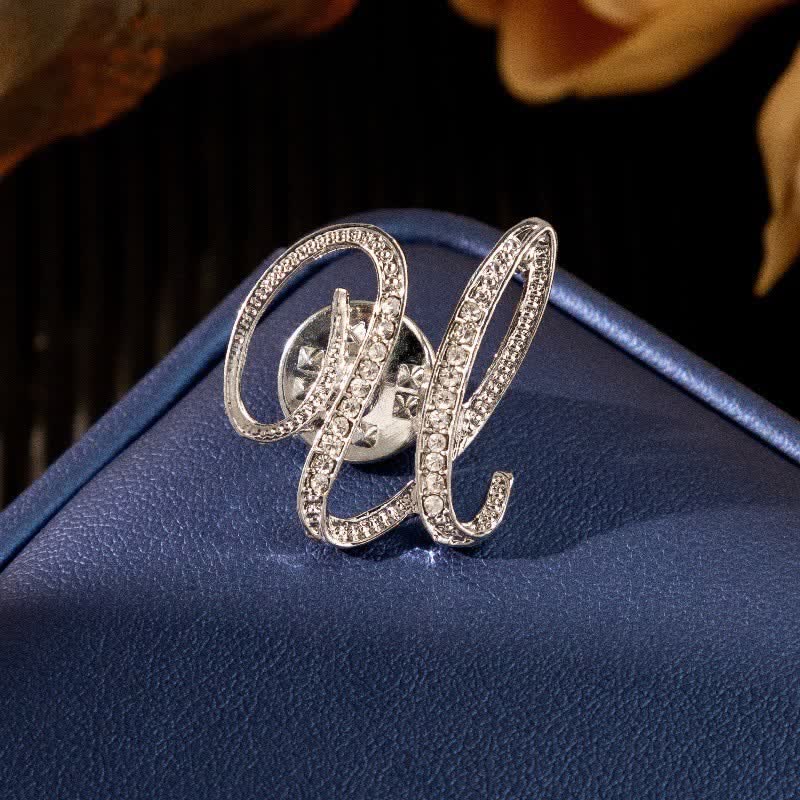 Broche en argent et strass avec lettre initiale 26 de l'alphabet