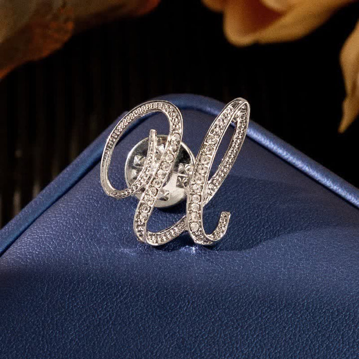 Broche en argent et strass avec lettre initiale 26 de l'alphabet