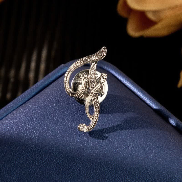Broche en argent et strass avec lettre initiale 26 de l'alphabet