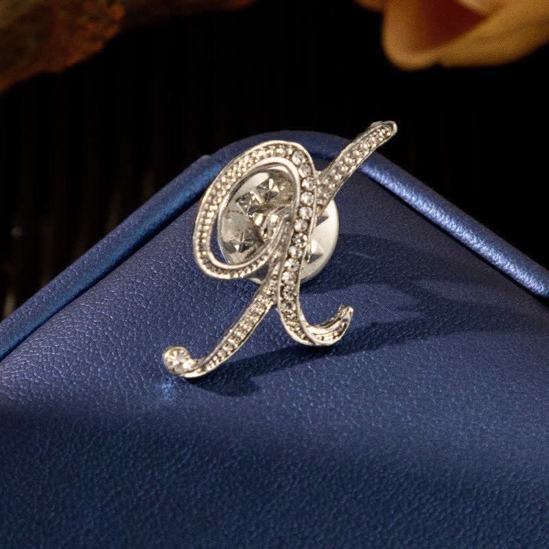 Broche en argent et strass avec lettre initiale 26 de l'alphabet