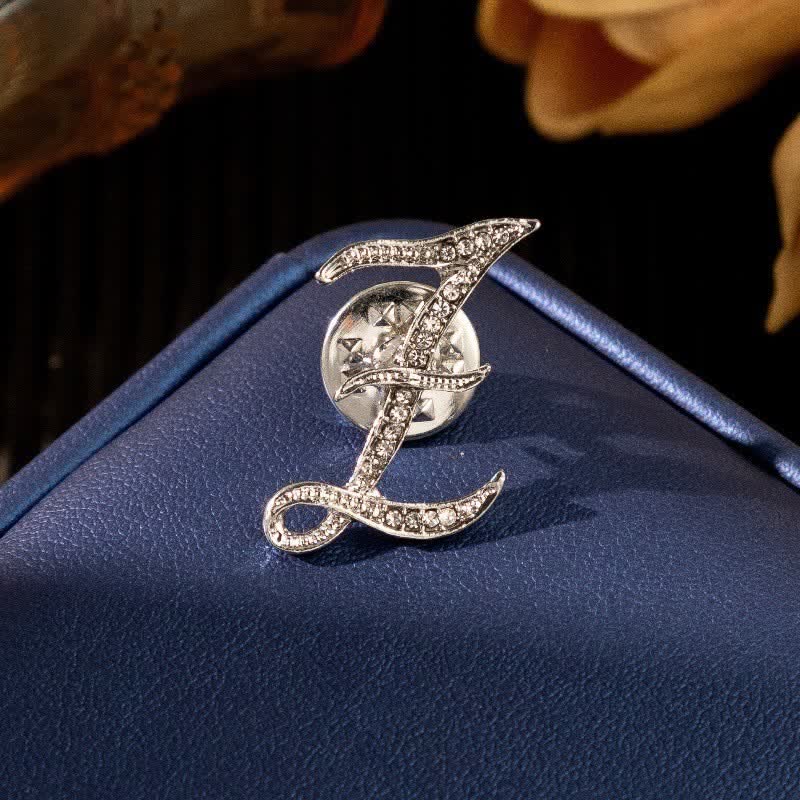 Broche en argent et strass avec lettre initiale 26 de l'alphabet
