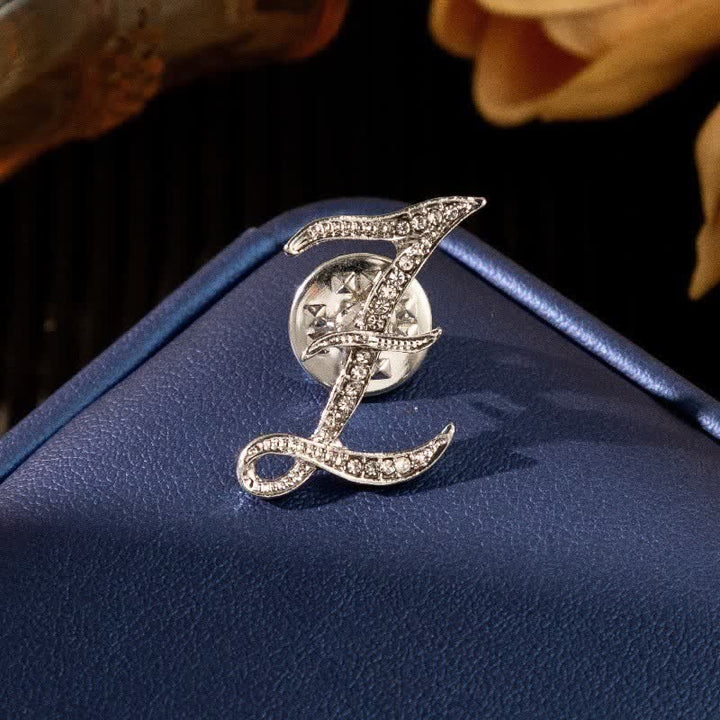 Broche en argent et strass avec lettre initiale 26 de l'alphabet