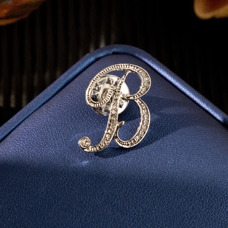 Broche en argent et strass avec lettre initiale 26 de l'alphabet