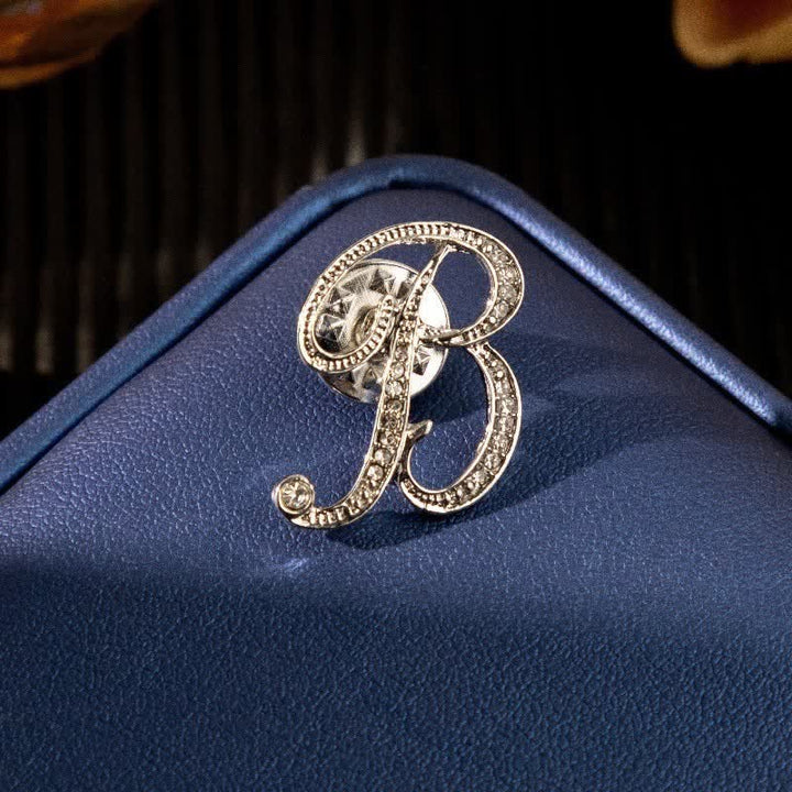 Broche en argent et strass avec lettre initiale 26 de l'alphabet