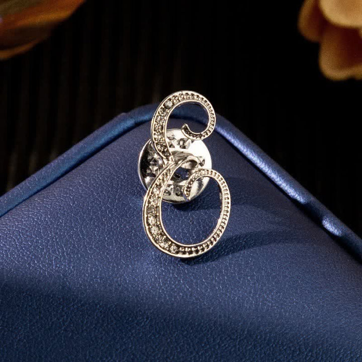 Broche en argent et strass avec lettre initiale 26 de l'alphabet