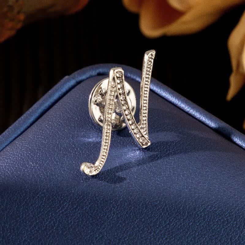 Broche en argent et strass avec lettre initiale 26 de l'alphabet