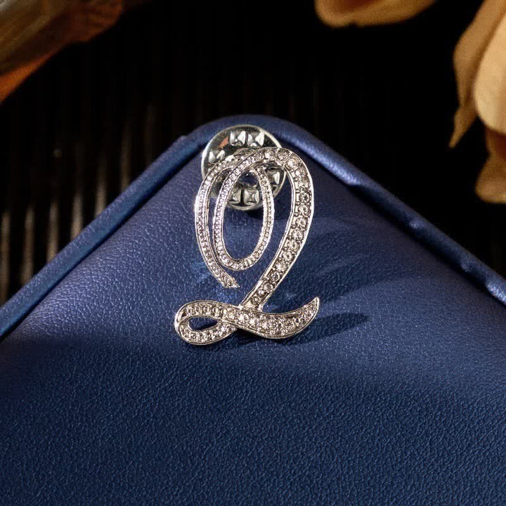 Broche en argent et strass avec lettre initiale 26 de l'alphabet