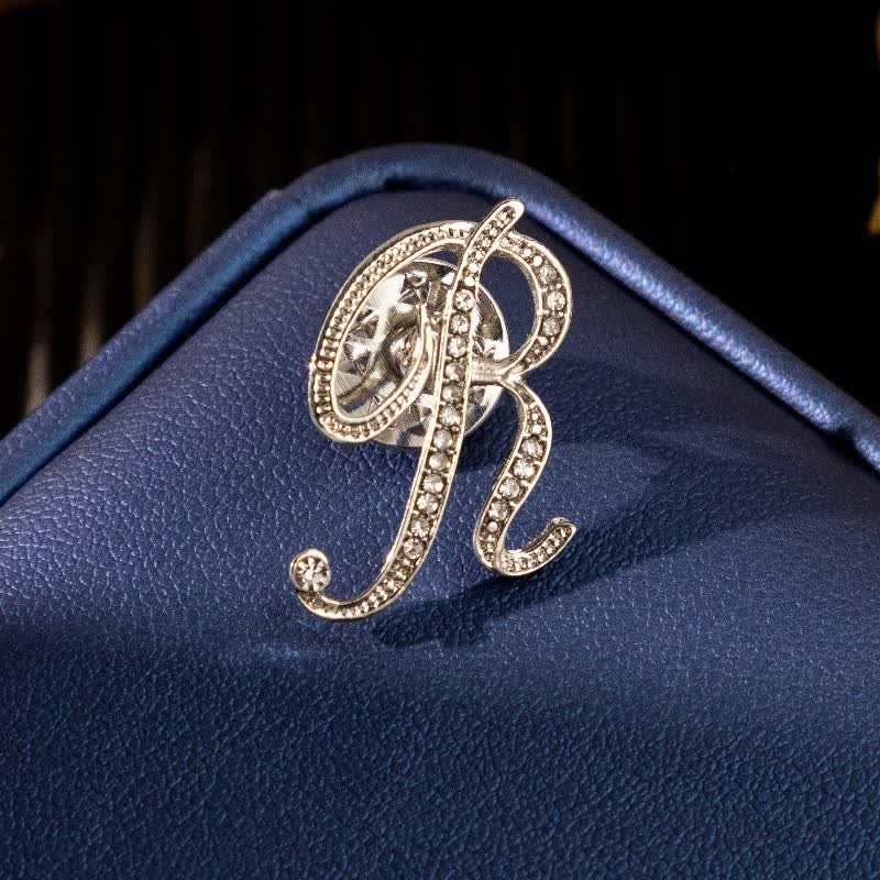 Broche en argent et strass avec lettre initiale 26 de l'alphabet