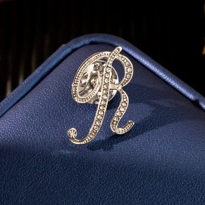 Broche en argent et strass avec lettre initiale 26 de l'alphabet