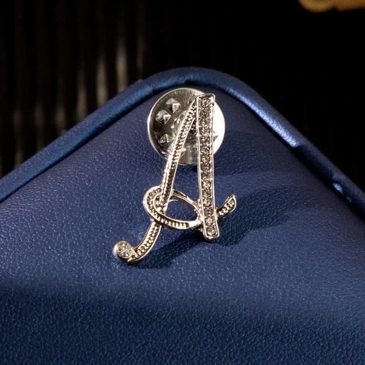 Broche en argent et strass avec lettre initiale 26 de l'alphabet