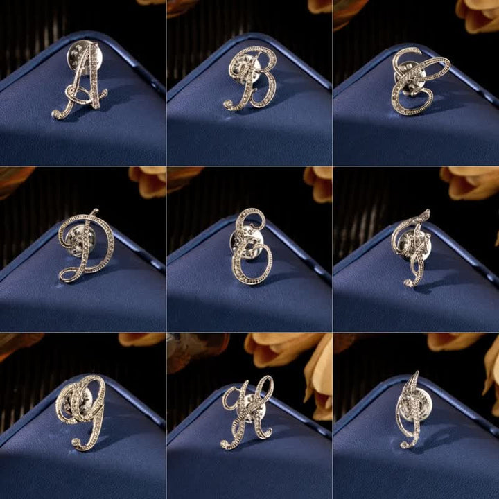 Broche en argent et strass avec lettre initiale 26 de l'alphabet