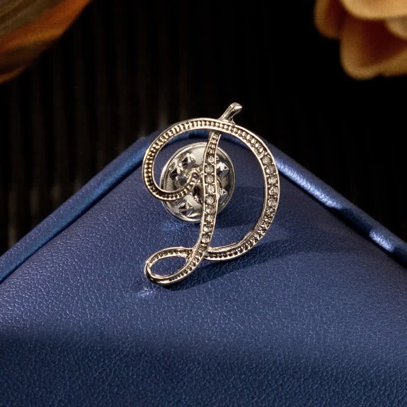Broche en argent et strass avec lettre initiale 26 de l'alphabet
