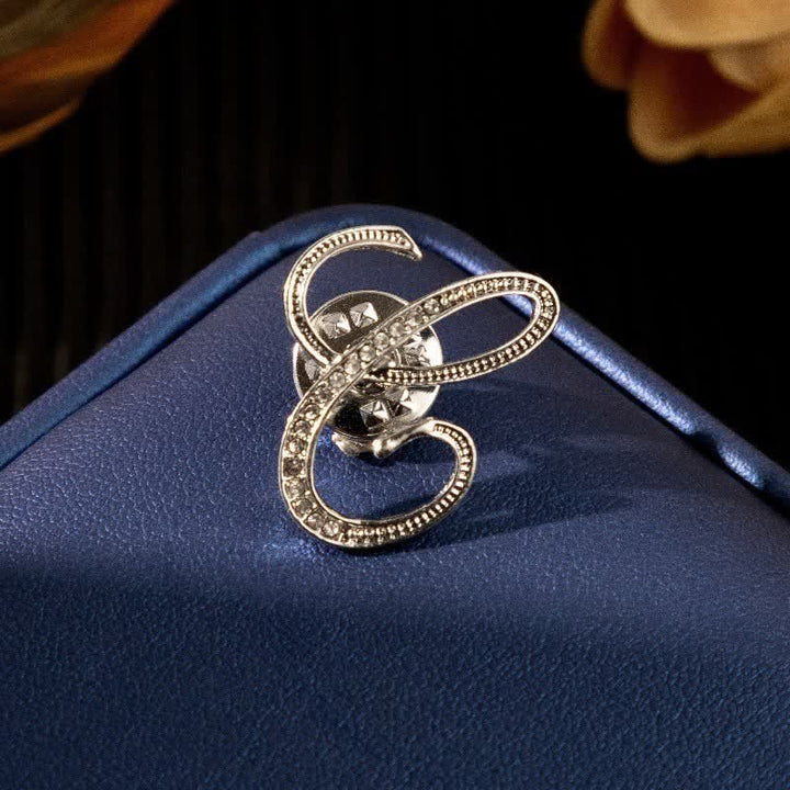 Broche en argent et strass avec lettre initiale 26 de l'alphabet