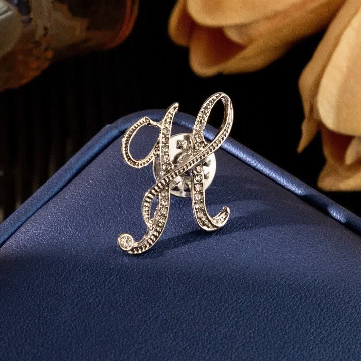 Broche en argent et strass avec lettre initiale 26 de l'alphabet