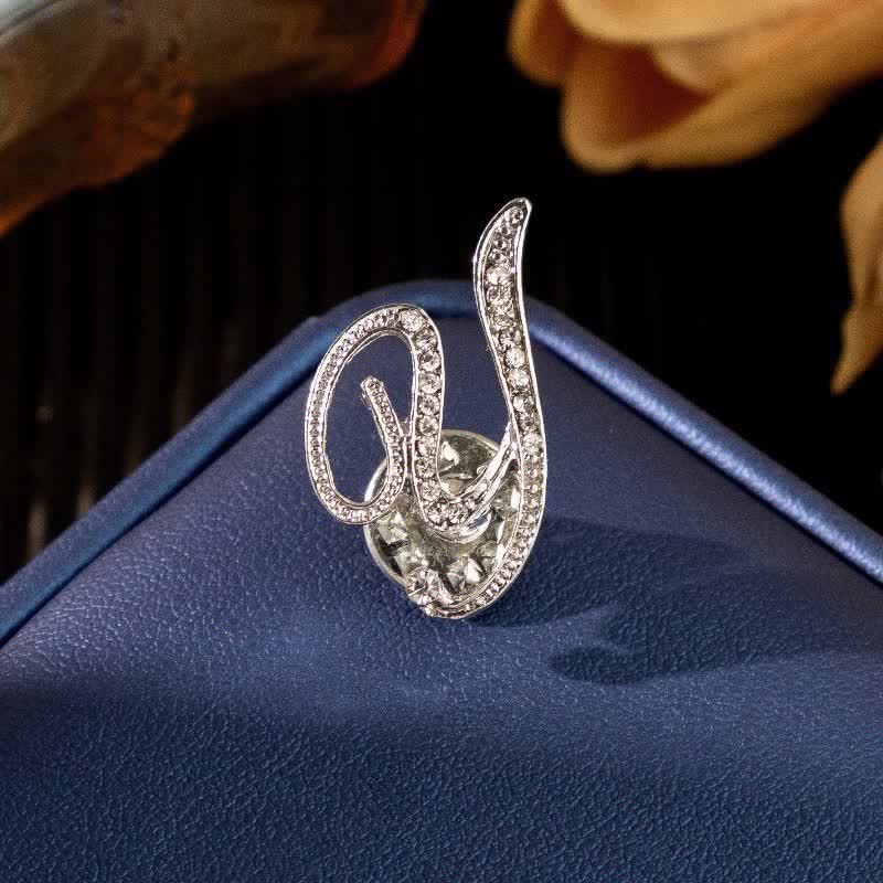 Broche en argent et strass avec lettre initiale 26 de l'alphabet