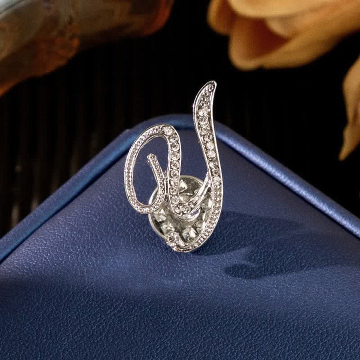 Broche en argent et strass avec lettre initiale 26 de l'alphabet