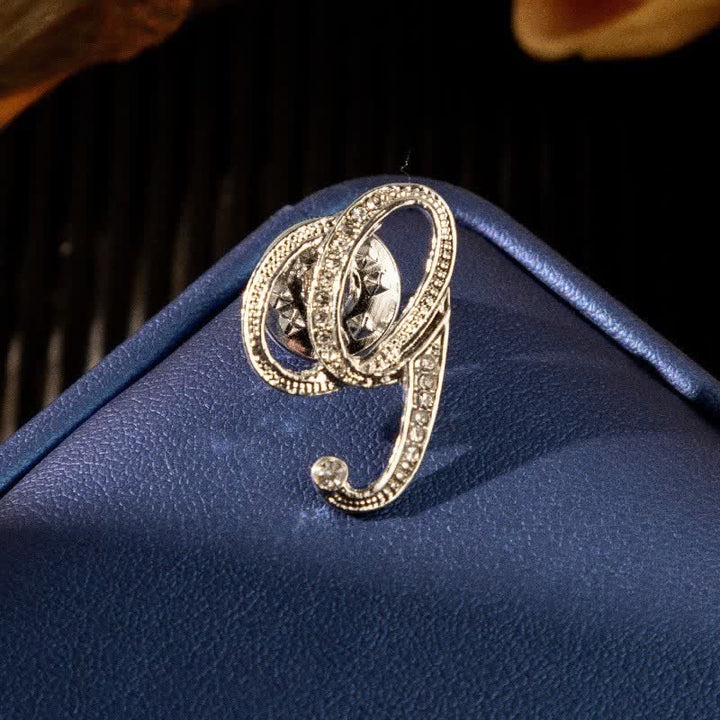 Broche en argent et strass avec lettre initiale 26 de l'alphabet