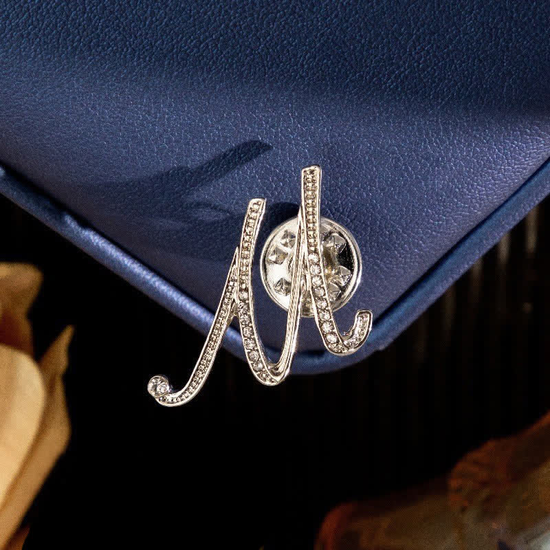 Broche en argent et strass avec lettre initiale 26 de l'alphabet