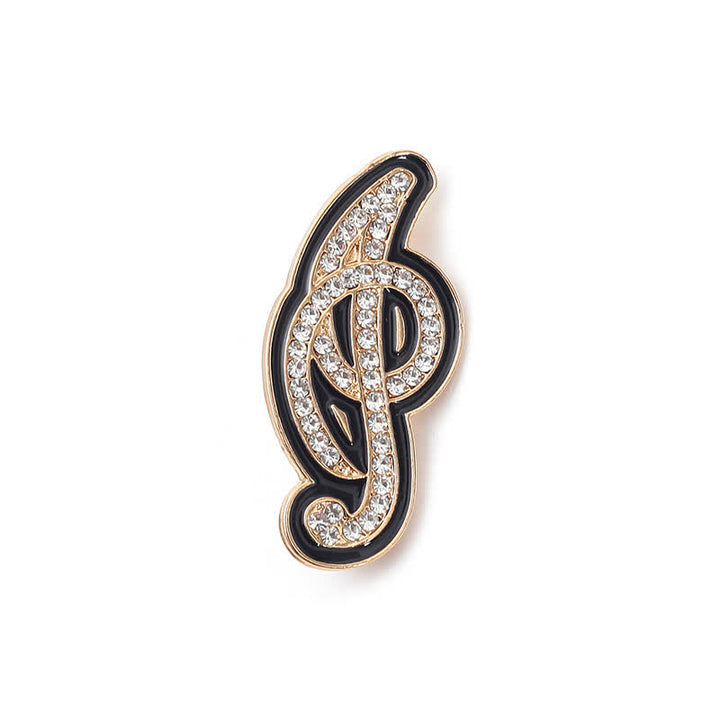Broche alphabet 26 lettres initiales en strass émaillé noir