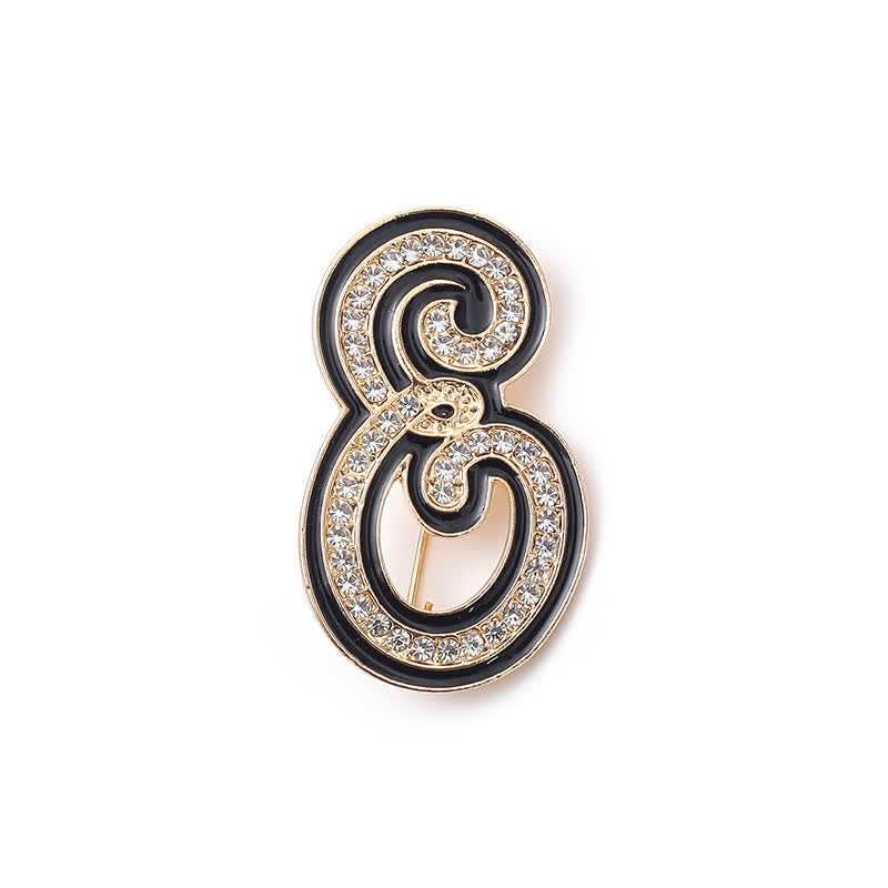 Broche alphabet 26 lettres initiales en strass émaillé noir