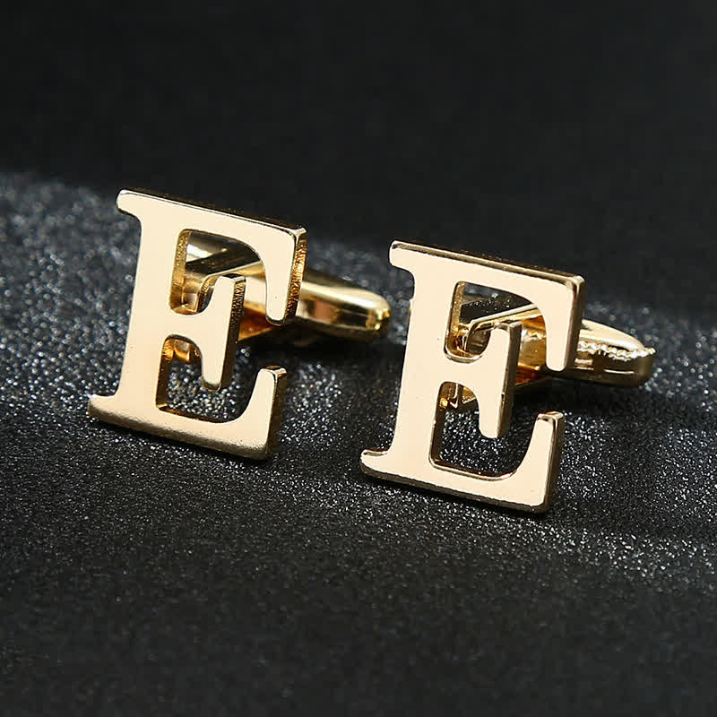 Paire de boutons de manchette pour homme plaqués or avec initiale 26 - E - image 6