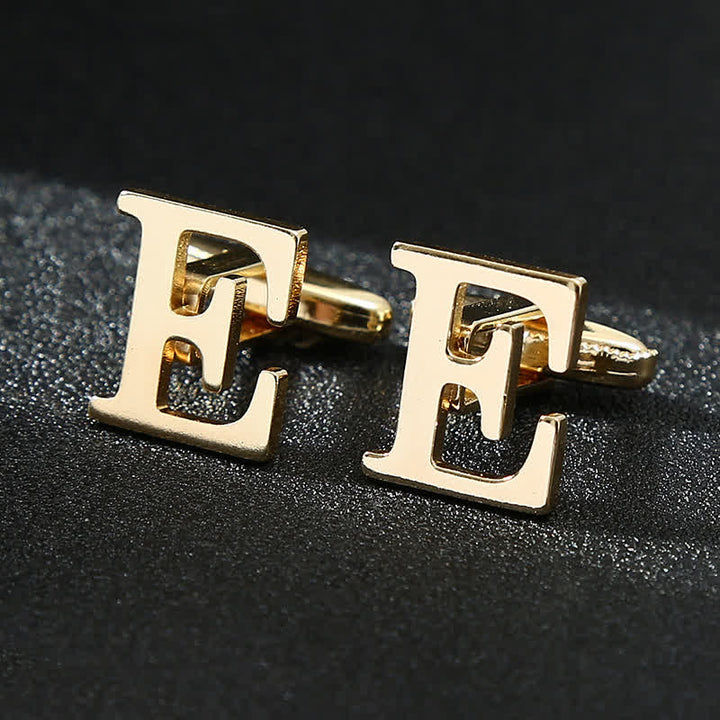Paire de boutons de manchette pour homme plaqués or avec initiale 26 - E - image 6