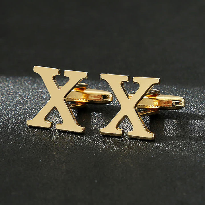 Paire de boutons de manchette pour homme plaqués or avec initiale 26 - X - image 24