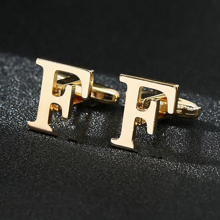 Paire de boutons de manchette pour homme plaqués or avec initiale 26 - F - image 0
