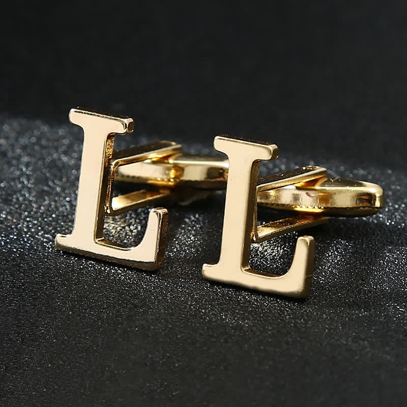 Paire de boutons de manchette pour homme plaqués or avec initiale 26