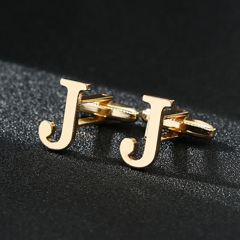 Paire de boutons de manchette pour homme plaqués or avec initiale 26