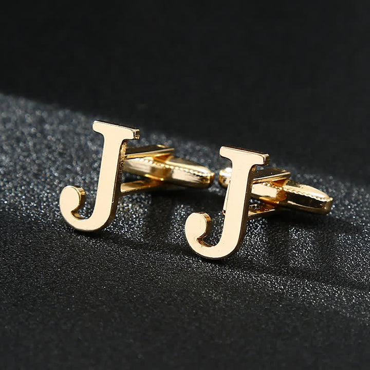 Paire de boutons de manchette pour homme plaqués or avec initiale 26