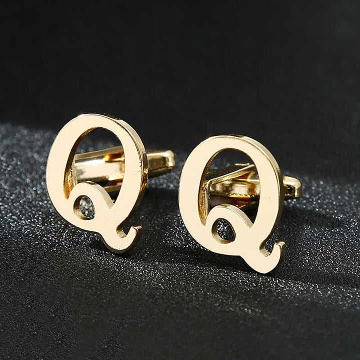 Paire de boutons de manchette pour homme plaqués or avec initiale 26 - Q - image 17