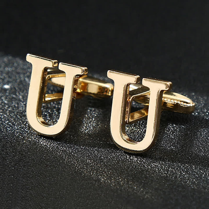 Paire de boutons de manchette pour homme plaqués or avec initiale 26