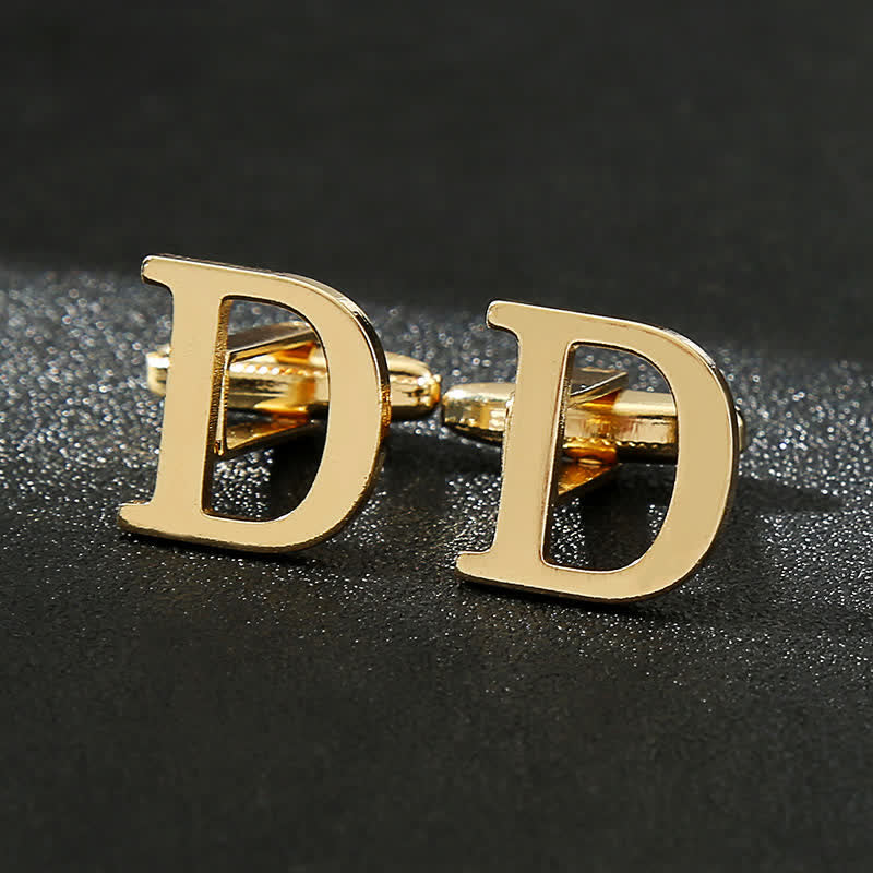 Paire de boutons de manchette pour homme plaqués or avec initiale 26 - D - image 5