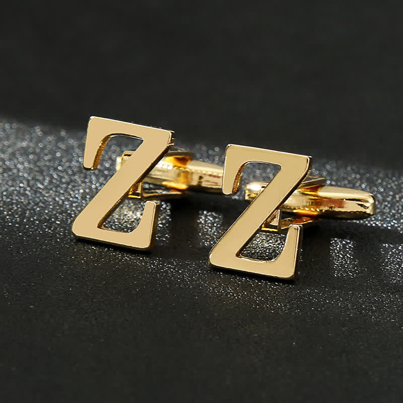 Paire de boutons de manchette pour homme plaqués or avec initiale 26
