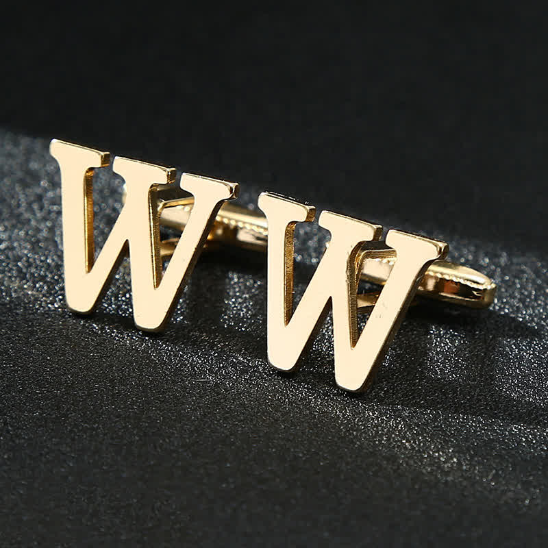 Paire de boutons de manchette pour homme plaqués or avec initiale 26 - W - image 23