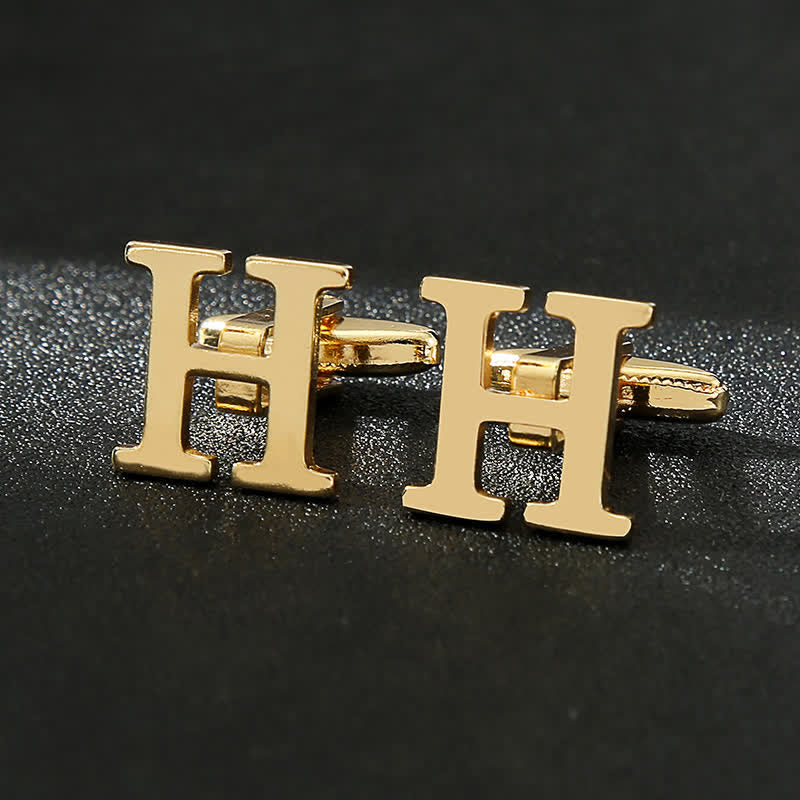 Paire de boutons de manchette pour homme plaqués or avec initiale 26 - H - image 8