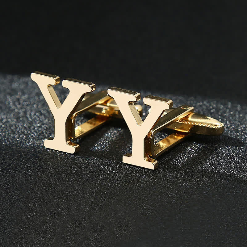Paire de boutons de manchette pour homme plaqués or avec initiale 26 - Oui - image 25