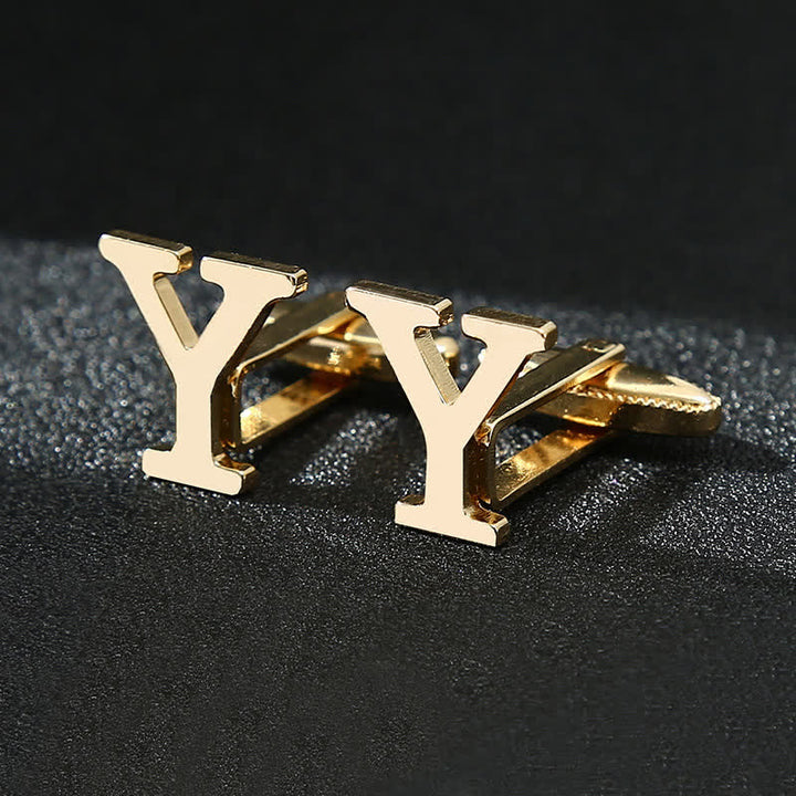 Paire de boutons de manchette pour homme plaqués or avec initiale 26 - Oui - image 25