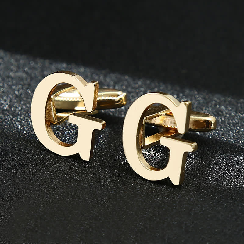 Paire de boutons de manchette pour homme plaqués or avec initiale 26