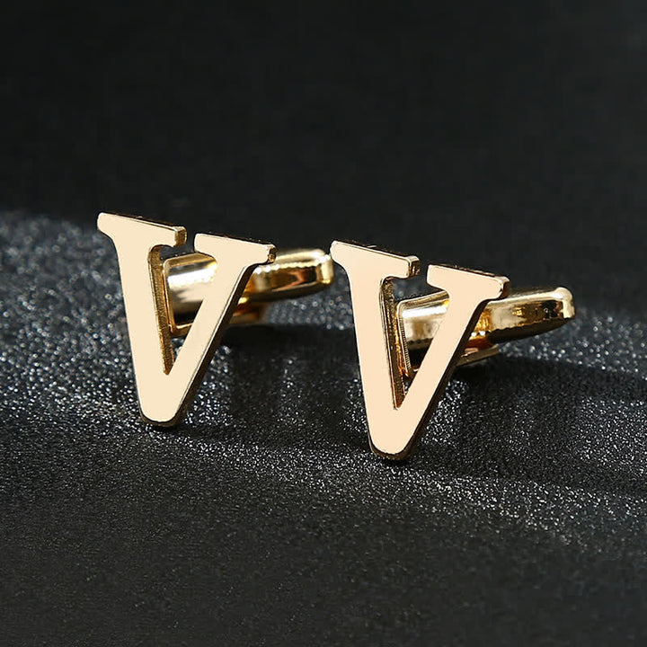 Paire de boutons de manchette pour homme plaqués or avec initiale 26