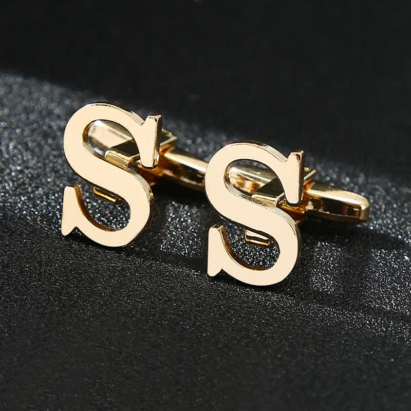 Paire de boutons de manchette pour homme plaqués or avec initiale 26 - S - image 19