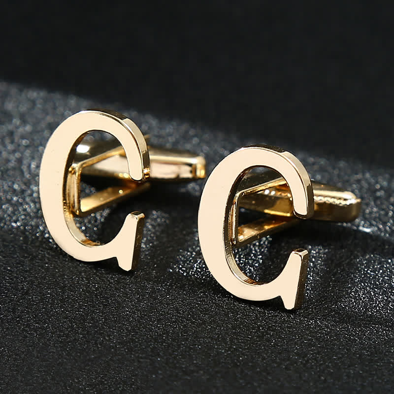 Paire de boutons de manchette pour homme plaqués or avec initiale 26 - C - image 4