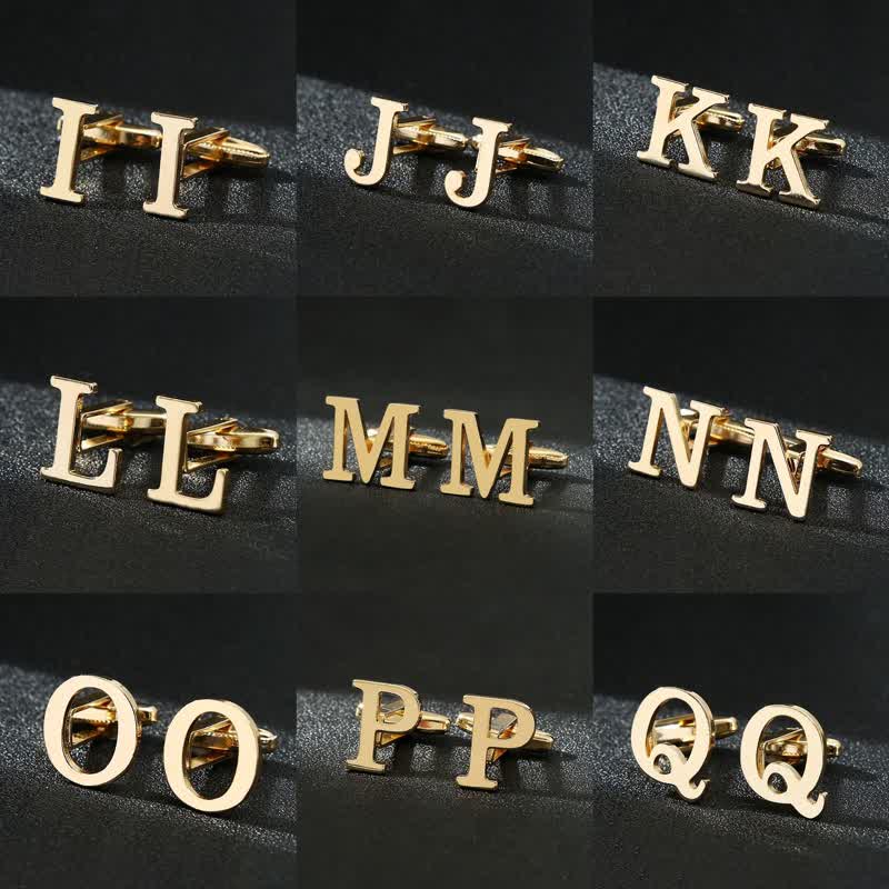 Paire de boutons de manchette pour homme plaqués or avec initiale 26