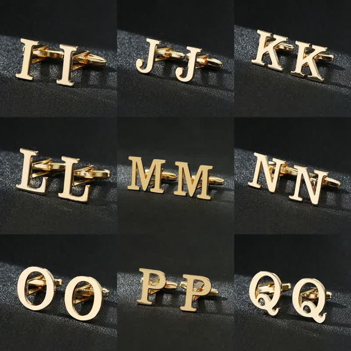 Paire de boutons de manchette pour homme plaqués or avec initiale 26